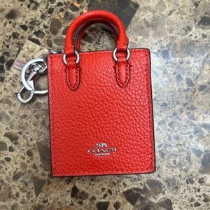 Coach Cherry Red Pebbled Leather Keychain Bag